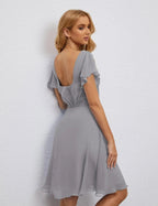 Numbersea U Back Homecoming Dress Formal Prom Dress Knee Length Short Sleeves Cocktail Party Dress 28077 by numbersea