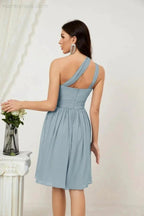 Numbersea Women Chiffon Short One Shoulder Bridesmaid Dress Formal Dresses for Party Homecoming 2804 by numbersea