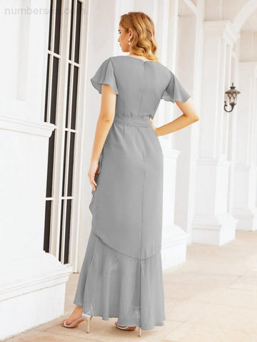 Numbersea Ruffled Bridesmaid Dresses Mermaid Formal Violin Evening Party Prom Gowns 28042