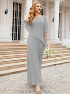 Sunnderly Formal Party Gown Dress Long Mother of The Bride Dresses with Ruffle Cape SY28026 by numbersea