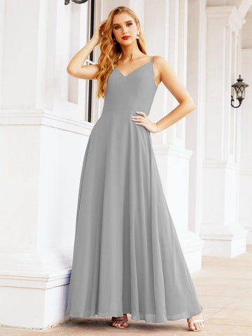 Numbersea Spaghetti Strap Bridesmaid Dresses V Neck Butterfly Back Fromal Evening Party Prom Gown 28036