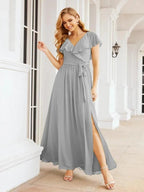Bridesmaid Dresses with Flutter Sleeves Formal Evening Party Prom Gowns 28044 by numbersea