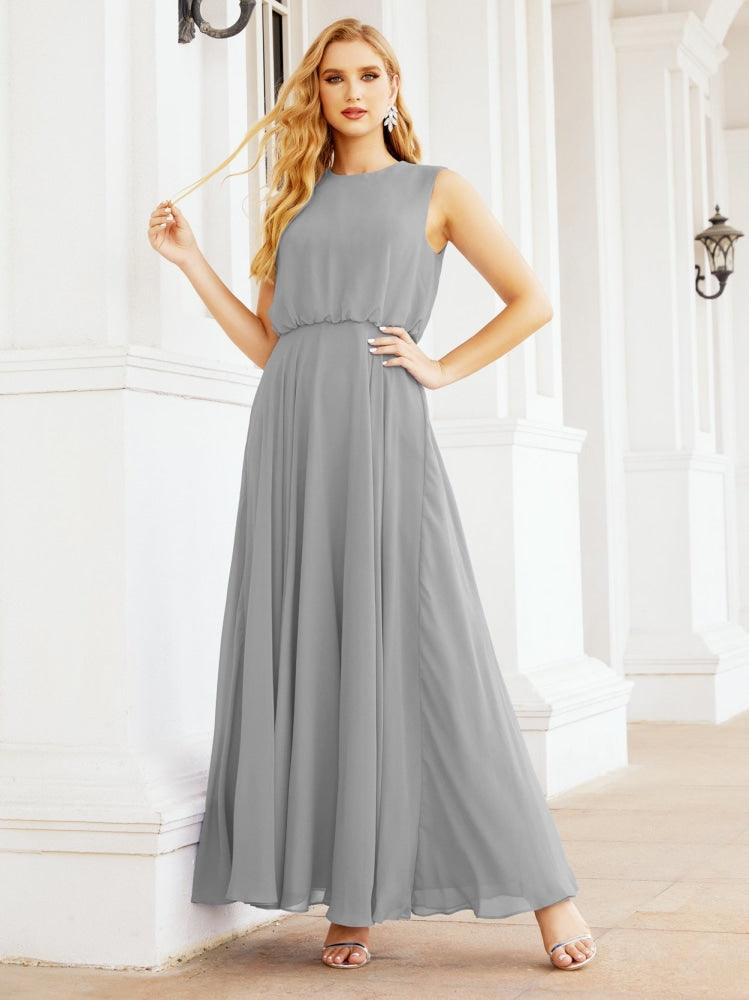 Numbersea Sleeveless Long Bridesmaid Dress A line Formal Evening Prom Gown 28025