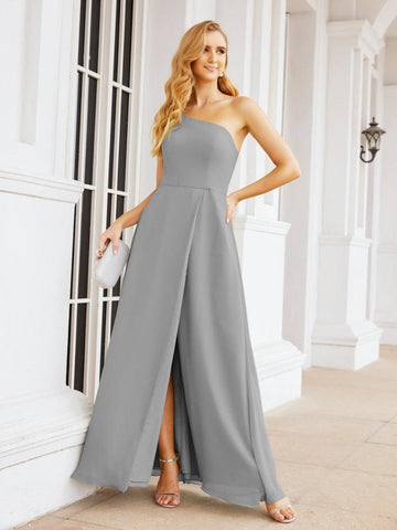Numbersea Women's One Shoulder Formal Prom Gowns for Mother of The Bride Side Slit Bridesmaid Dresses 28052