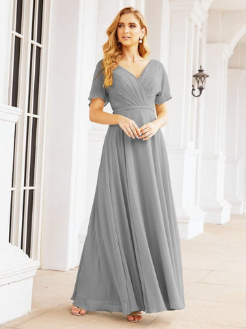 Numbersea Formal Prom Gowns for Mother of The Bride Short Sleeves Bridesmaid Dress 28049