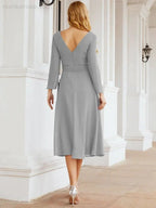 Bridesmaid Dress V-Back Waist Belt Mother of the Bride Wedding Guest SY28031 by numbersea