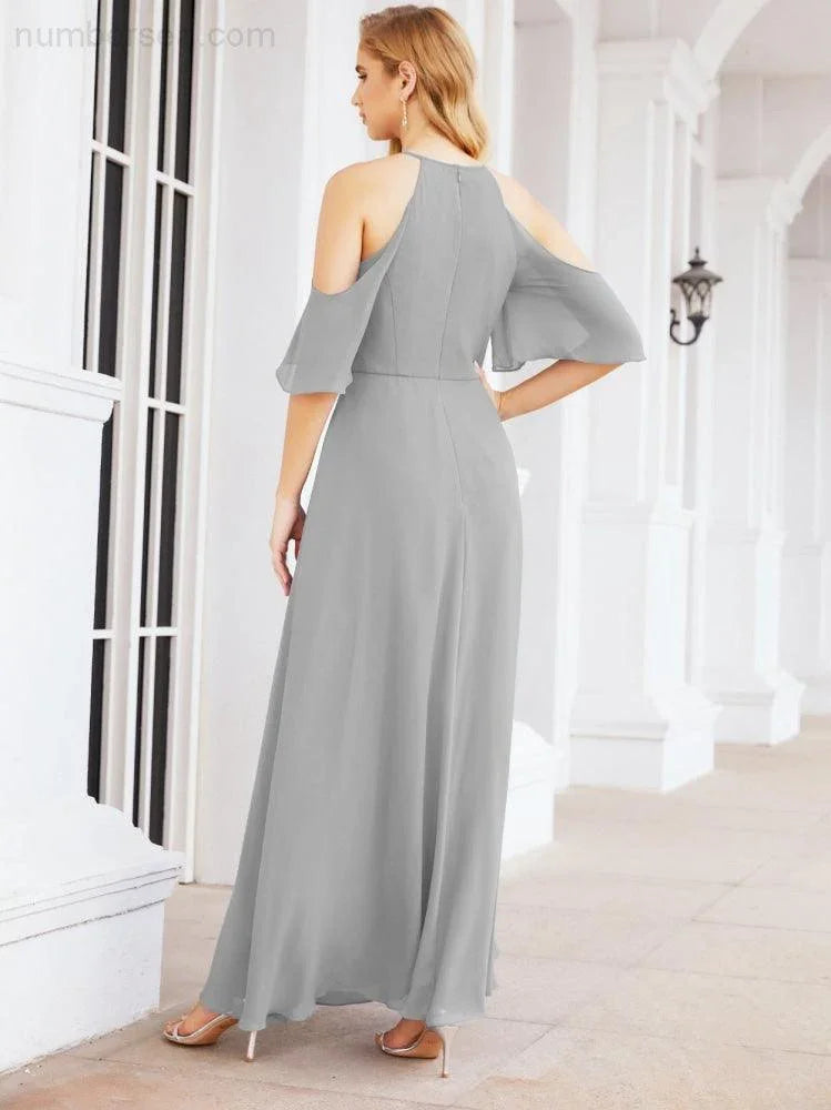 Abiti da damigella d'onore Numbersea con spalle scoperte, linea a trapezio, lunghi abiti da sera formali 28074