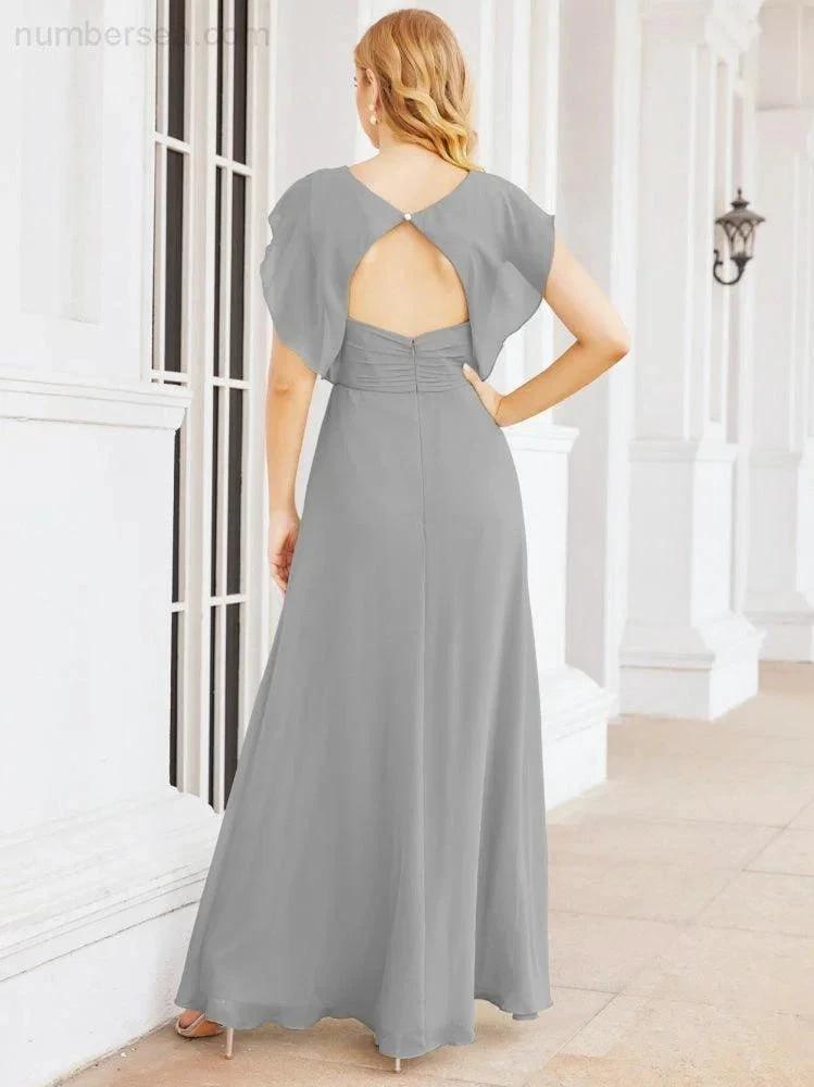 Sunnderly Bridesmaid Dresses Cape Formal Prom Dress Open Back Gowns for Mother of The Bride SY28058 by numbersea