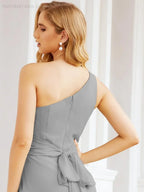 Numbersea One Shoulder Bridesmaid Dresses Long Formal Prom Gowns 28048