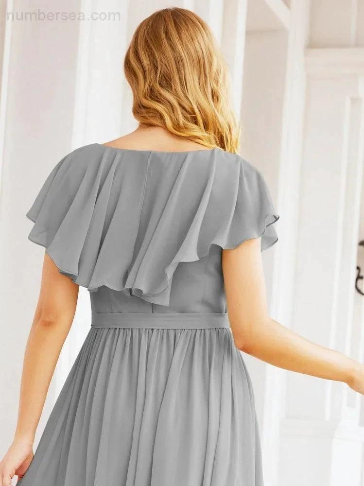 Bridesmaid Dresses with Flutter Sleeves Formal Evening Party Prom Gowns 28044 by numbersea