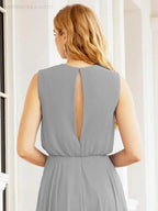 Numbersea Sleeveless Long Bridesmaid Dress A line Formal Evening Prom Gown 28025