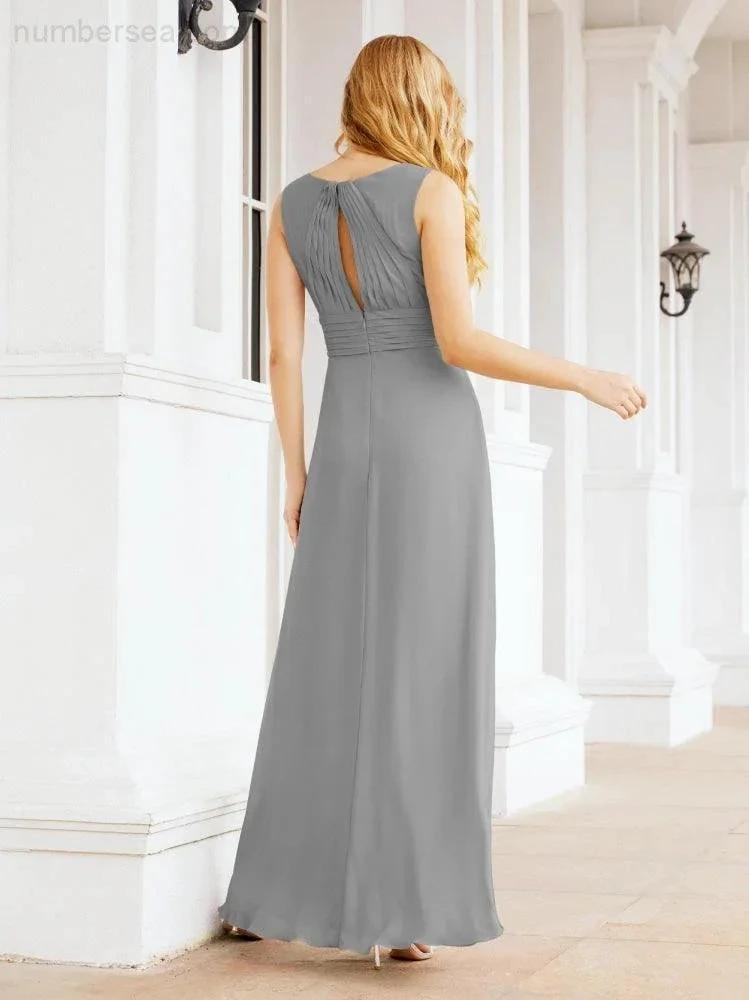 Formal Prom Gown Elegant V-Neck Sleeveless Bridesmaid Dresses for Wedding Party 28037 by numbersea