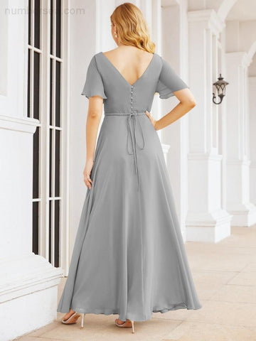 Numbersea Formal Prom Gowns for Mother of The Bride Short Sleeves Bridesmaid Dress 28049