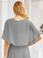 Numbersea Bridesmaid Dresses for Wedding Formal Evening Party Prom Gown with Cape 28050