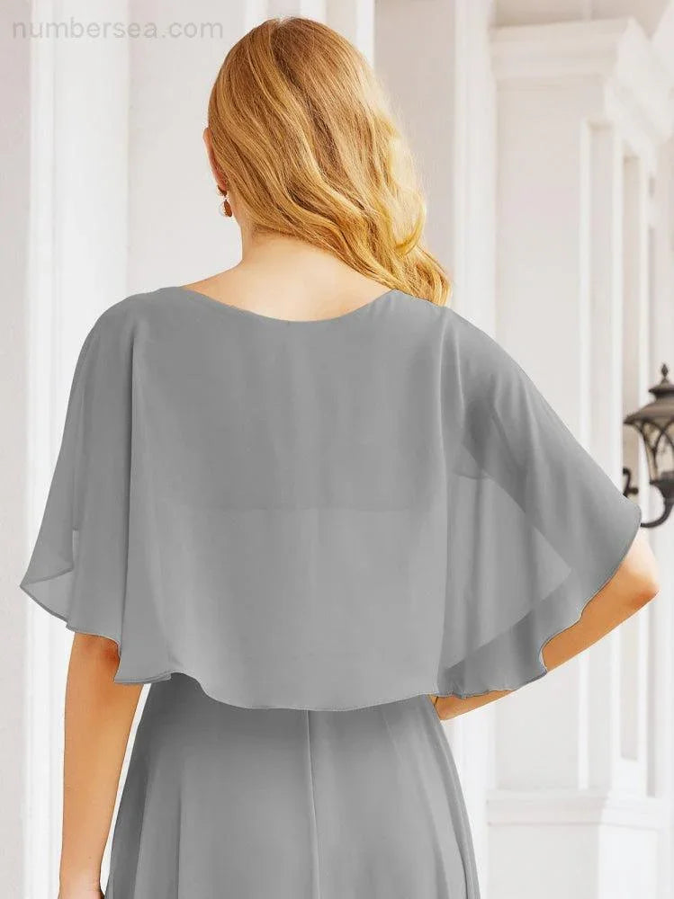 Numbersea Bridesmaid Dresses for Wedding Formal Evening Party Prom Gown with Cape 28050