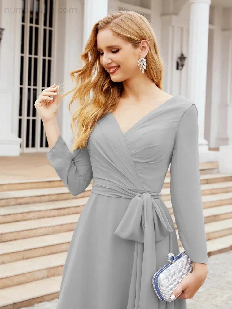 Bridesmaid Dress V-Back Waist Belt Mother of the Bride Wedding Guest SY28031 by numbersea