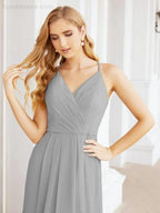 Numbersea Spaghetti Strap Bridesmaid Dresses V-Neck Long A-Line Formal Prom Gowns 28063 by numbersea