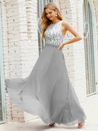 Lace Bridesmaid Dress Floor Length Evening Gowns with Pockets 28017 by numbersea
