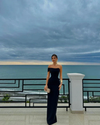 Black One Shoulder Long Sheath Evening Dress Strapless Party Prom Dress Y7559 by simplepromdress
