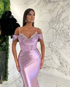 Long Mermaid Spaghetti Straps Sweetheart Satin Evening Prom Dress by BIZTUNNEL