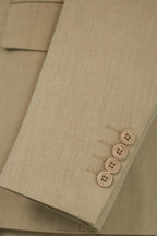 Beige Linen Blend 3-Piece Wedding Suit | Tailored Groom & Groomsmen Attire by 男装