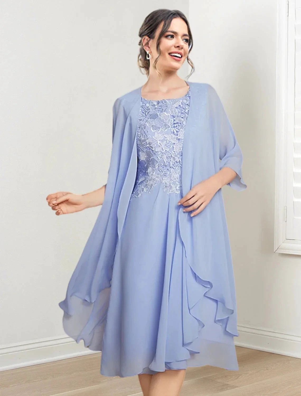 A-Line/Princess Scoop Knee-Length Mother of the Bride Dresses by Dreamylily
