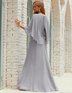 Sunnderly Bridesmaid Dress Women Long Sleeve V-Neck Chiffon Formal Wedding Party Dress SY28018 by numbersea
