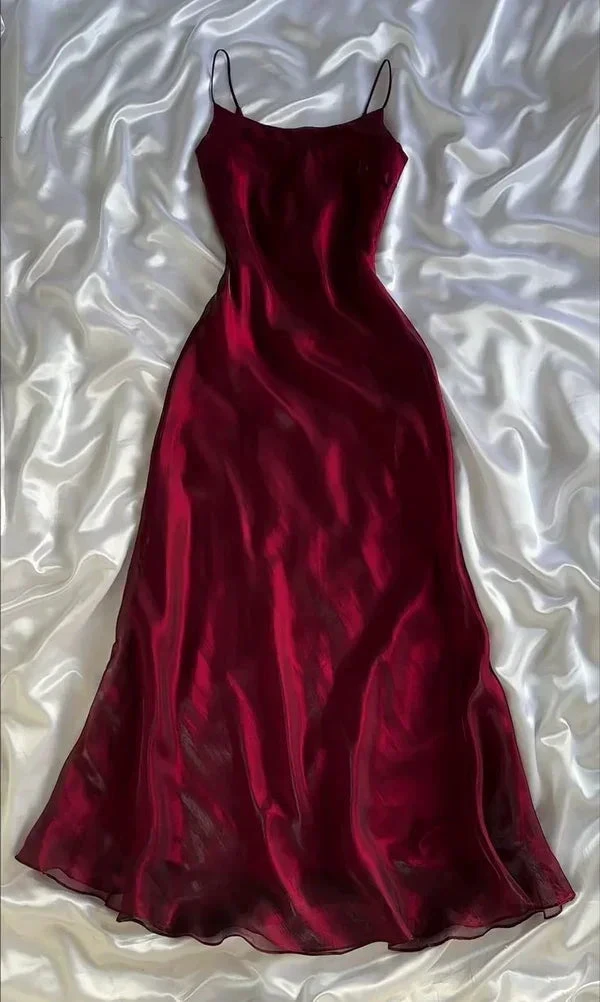 Burgundy Satin Long A Line Prom Dress Evening Dress Y7509 by simplepromdress