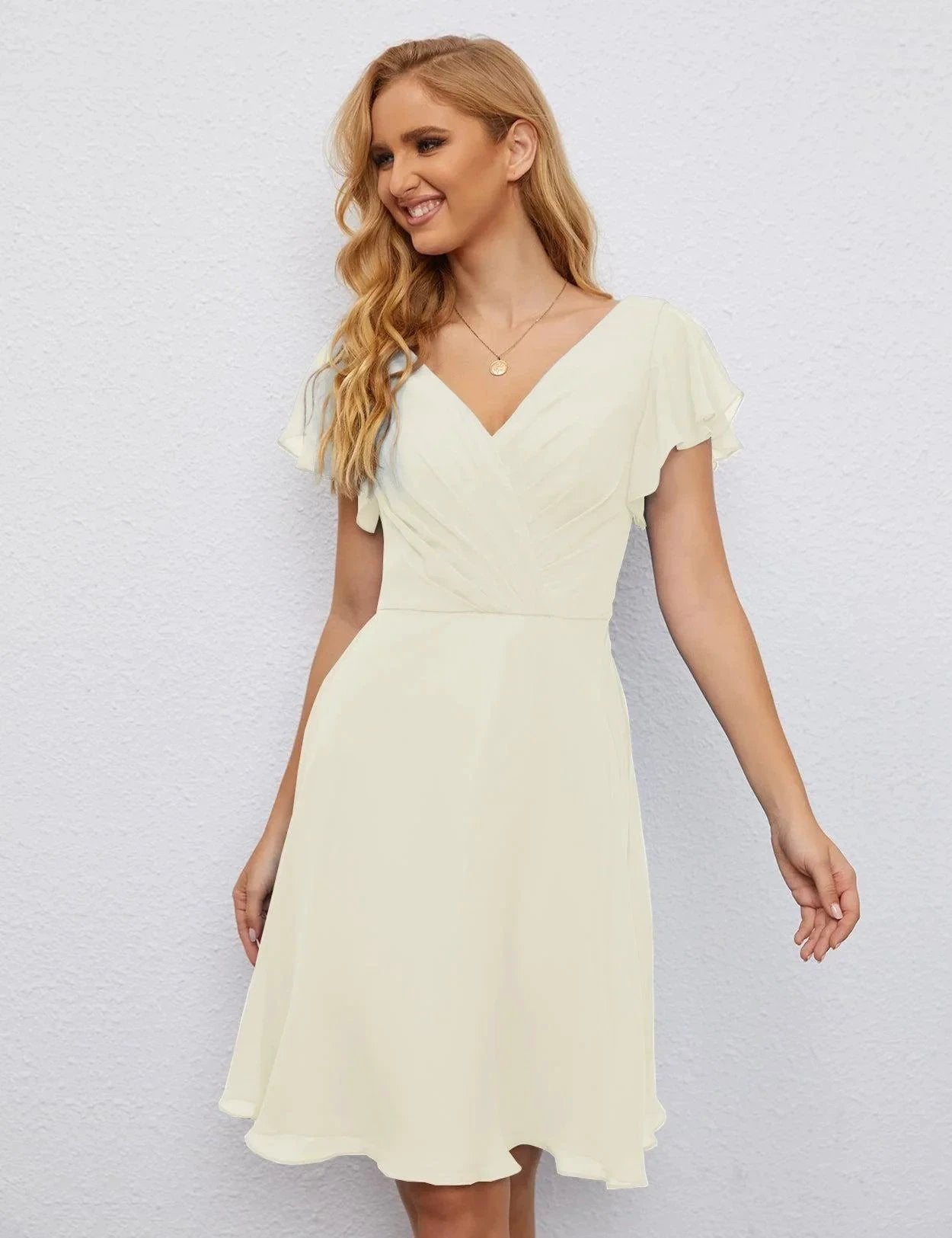 Numbersea U Back Homecoming Dress Formal Prom Dress Knee Length Short Sleeves Cocktail Party Dress 28077 by numbersea