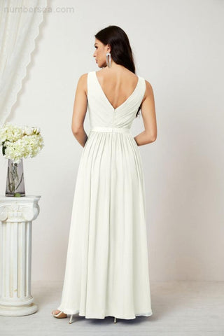 Women's Chiffon Long Bridesmaid Dresses A line Sleeveless Formal Prom Gown for Evening Party Homecoming Dresses 2808