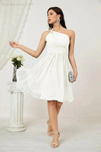 Numbersea Women Chiffon Short One Shoulder Bridesmaid Dress Formal Dresses for Party Homecoming 2804 by numbersea