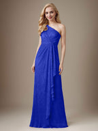 Ruby Sheath One Shoulder Metallic Mesh Dress Mother of the Bride Dress