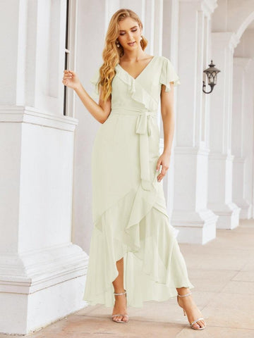 Numbersea Ruffled Bridesmaid Dresses Mermaid Formal Violin Evening Party Prom Gowns 28042