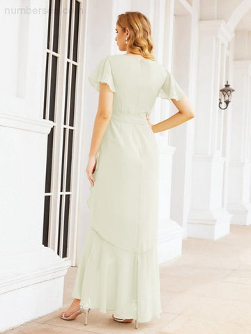 Numbersea Ruffled Bridesmaid Dresses Mermaid Formal Violin Evening Party Prom Gowns 28042