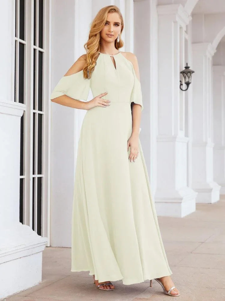 Abiti da damigella d'onore Numbersea con spalle scoperte, linea a trapezio, lunghi abiti da sera formali 28074