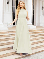 Numbersea Halter Bridesmaid Dress Empire Waist Formal Evening Prom Gown for Mother of The Bride 28030 by numbersea
