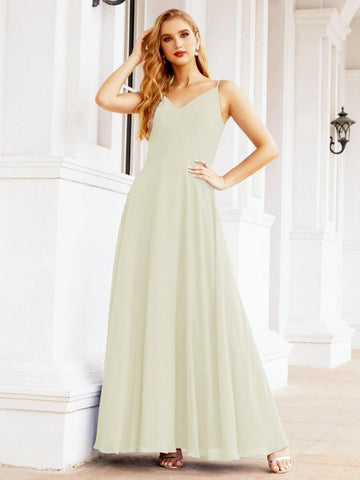 Numbersea Spaghetti Strap Bridesmaid Dresses V Neck Butterfly Back Fromal Evening Party Prom Gown 28036