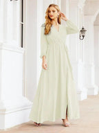 Sunnderly Women's Chiffon Bridesmaid Dress A line Long Sleeves Formal Evening Prom Gown for Wedding Guest SY28032 by numbersea