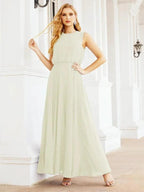Numbersea Sleeveless Long Bridesmaid Dress A line Formal Evening Prom Gown 28025