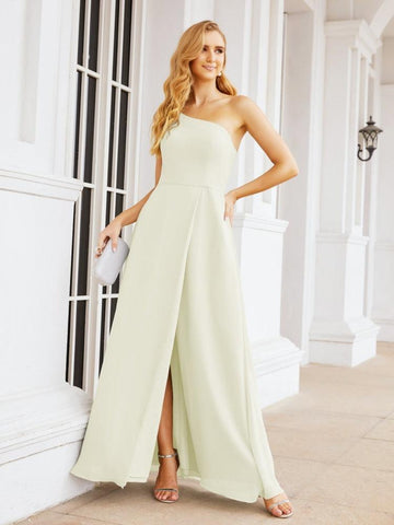 Numbersea Women's One Shoulder Formal Prom Gowns for Mother of The Bride Side Slit Bridesmaid Dresses 28052