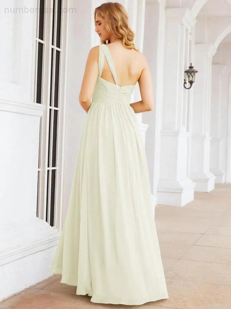 Numbersea One Shoulder Bridesmaid Dresses Long Maxi Formal Evening Party Prom Gowns 28061 by numbersea