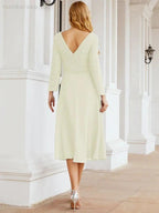 Bridesmaid Dress V-Back Waist Belt Mother of the Bride Wedding Guest SY28031 by numbersea