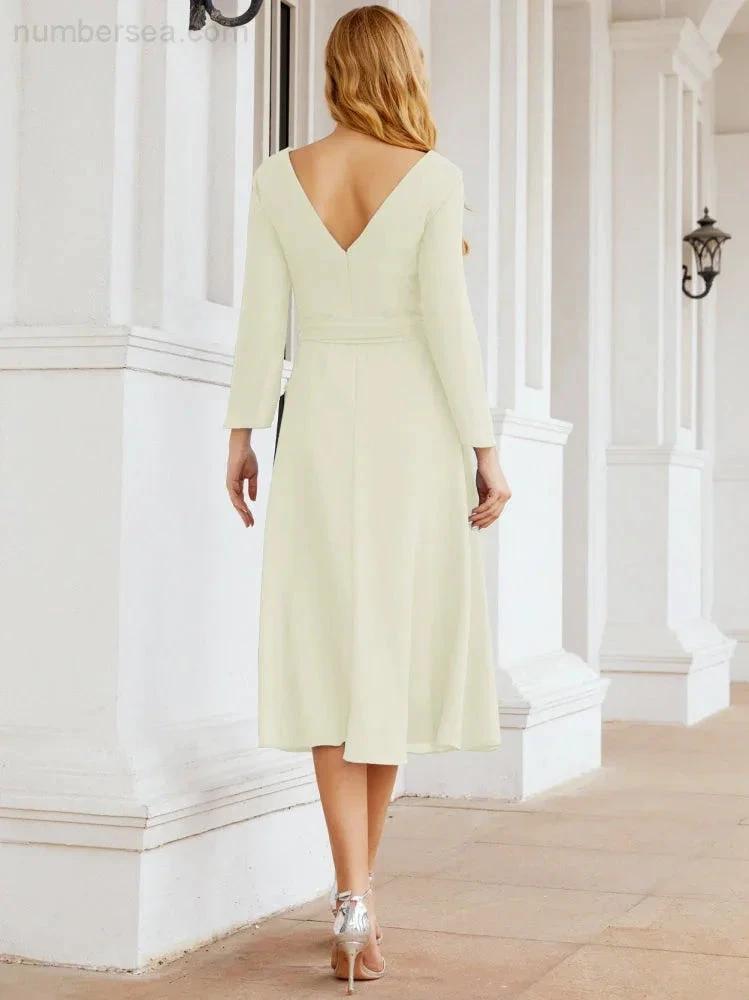 Bridesmaid Dress V-Back Waist Belt Mother of the Bride Wedding Guest SY28031 by numbersea
