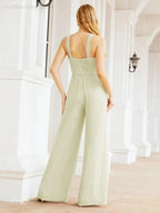 Numbersea Crisscross Neck Jumpsuit Formal Evening Dress Long Bridesmaid Dresses Bell-bottomed Pants 28033 by numbersea