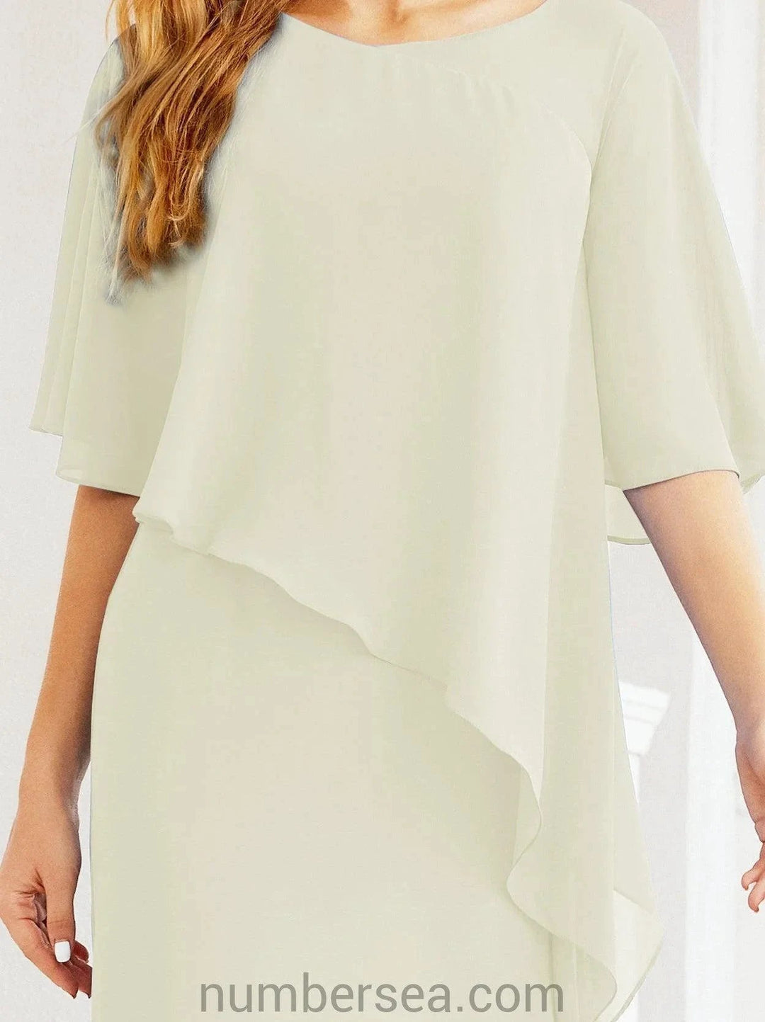 Sunnderly Formal Party Gown Dress Long Mother of The Bride Dresses with Ruffle Cape SY28026 by numbersea