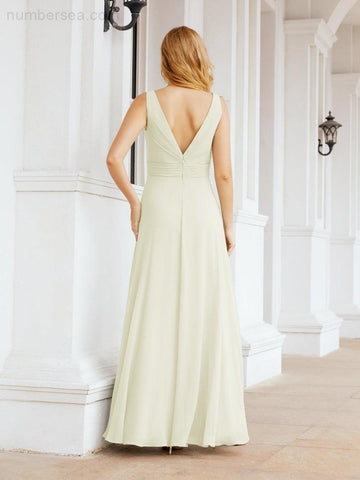 Numbersea Bridesmaid Dresses for Wedding Ruffles Long Formal Prom Gowns 28039