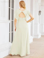Sunnderly Bridesmaid Dresses Cape Formal Prom Dress Open Back Gowns for Mother of The Bride SY28058 by numbersea
