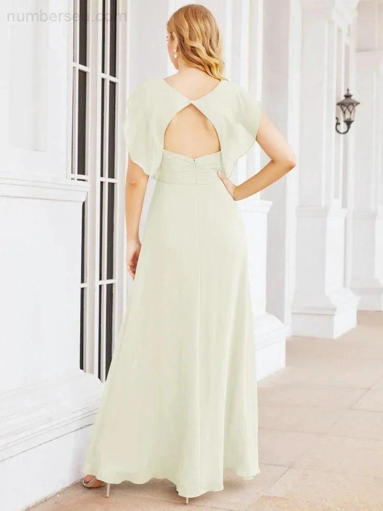 Sunnderly Bridesmaid Dresses Cape Formal Prom Dress Open Back Gowns for Mother of The Bride SY28058 by numbersea