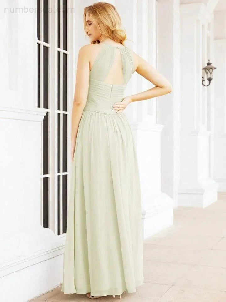 Numbersea Sleeveless Bridesmaid Dresses Long Prom Gown Zipper with Keyhole Back 28056 by numbersea
