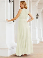 Numbersea Halter Bridesmaid Dress Empire Waist Formal Evening Prom Gown for Mother of The Bride 28030 by numbersea